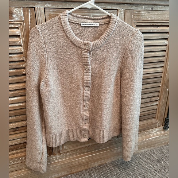 Abercrombie & Fitch Textural Crew Taupe Cardigan (Size Small) - Picture 1 of 5